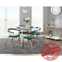 Lumisource CH-VNESA AUVGN2 Vanessa Contemporary Chair in Gold Metal and Green Velvet with Black Wood Accent - Set of 2